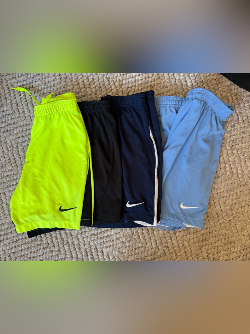 Nike Kids Athletic Shorts Set - Neon Yellow, Black, Navy, Light Blue
